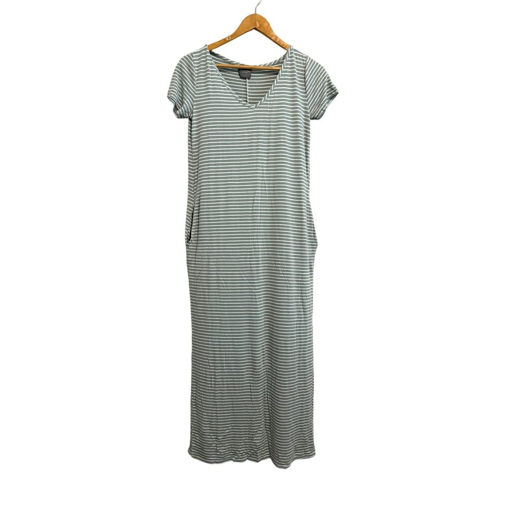 Olivia Rae Striped Maxi Dress Olive Green Small